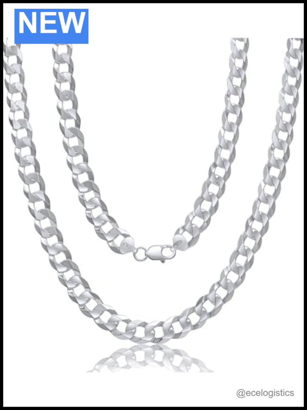 925 Sterling Silver 11mm Curb Cuban Link Chain Necklace 24 Inch